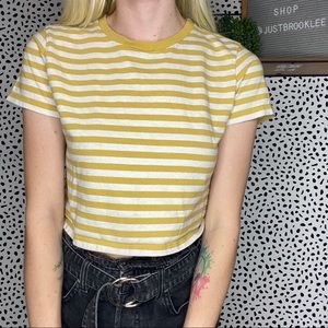 Brandy Melville Striped Crop Top Tee Shirt One Size